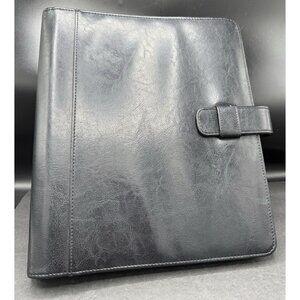 Vintage Day Timer Planner Organizer 7 Ring Binder Black Leather Made In USA 1995